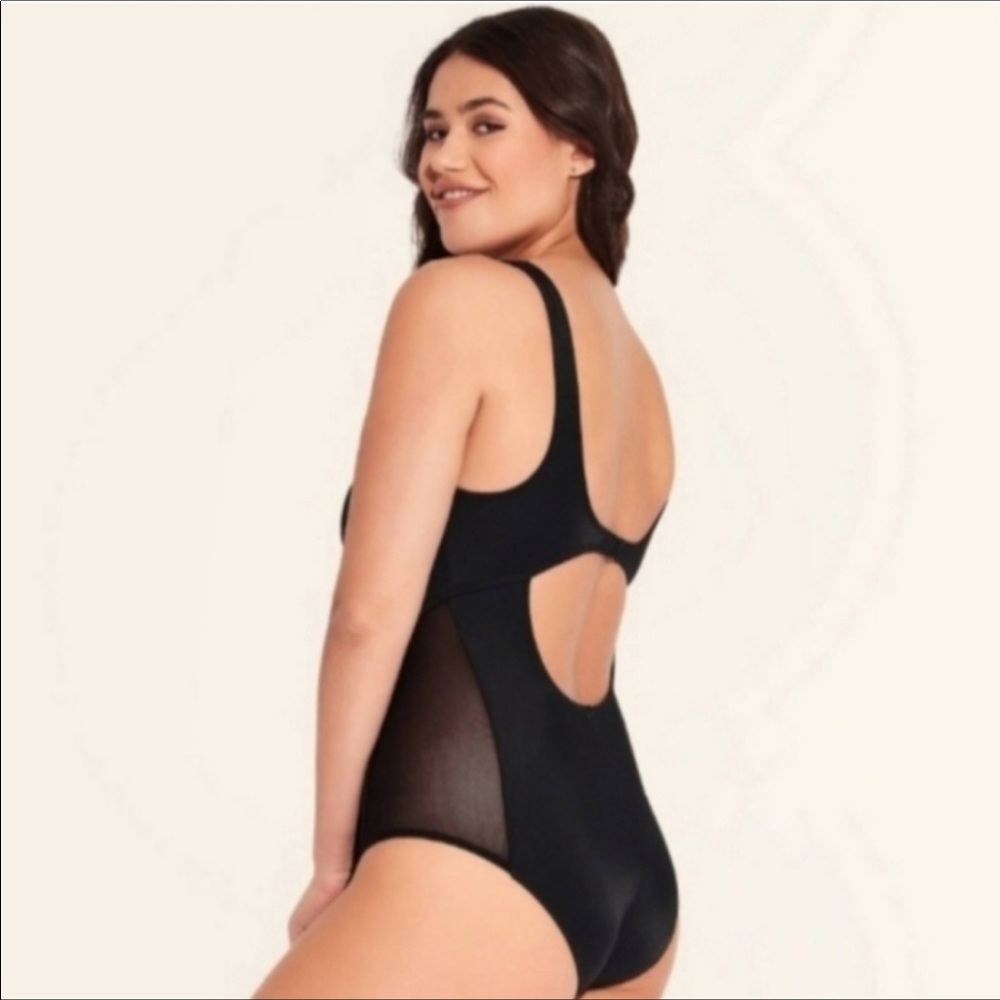 NWT Beach Betty black one piece with mesh